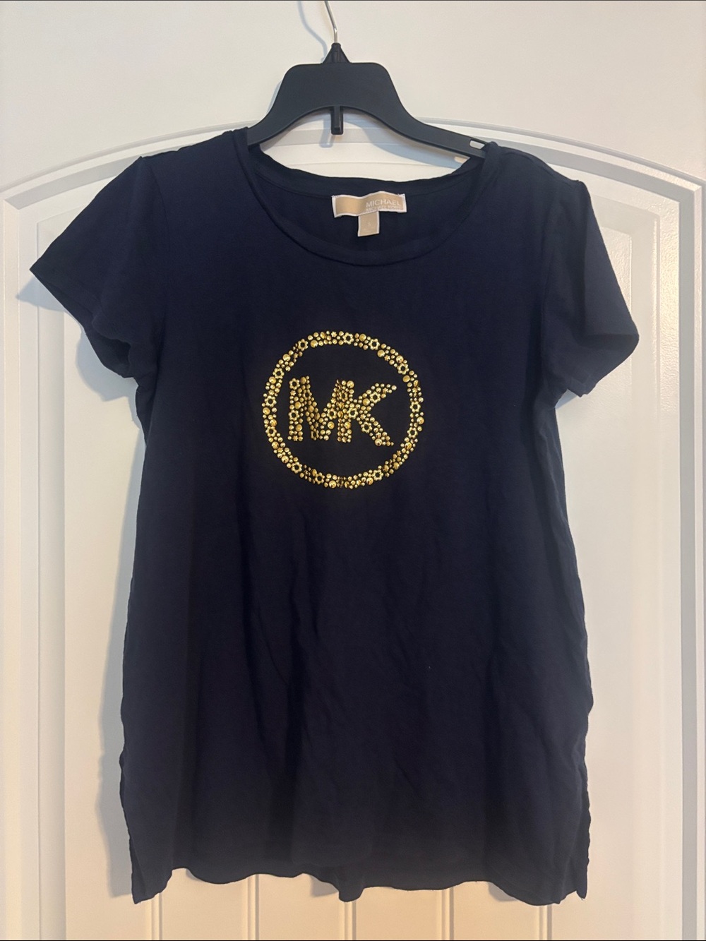 Michael Kors navy T-Shirt with Gold MK Circle Logo
